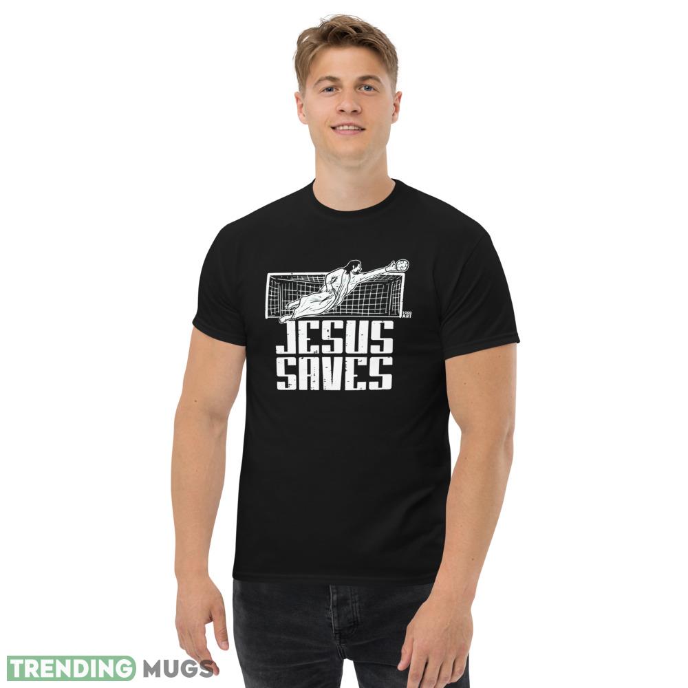 JESUS SAVES funny white football T shirts Dark Shirt JESUS SAVES funny white football T shirts Dark Shirt
