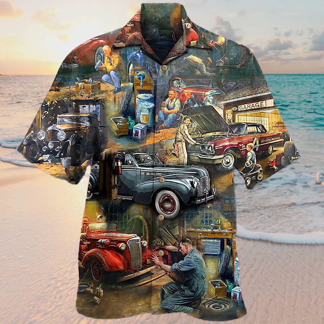 Mens Shirt Summer Hawaiian Shirt Car Prints Vintage Turn Army Casual Holiday Print Clothing Fashion - 080423-133532 Mens Shirt Summer Hawaiian Shirt Car Prints Vintage Turn Army Casual Holiday Print Clothing Fashion - 080423-133532