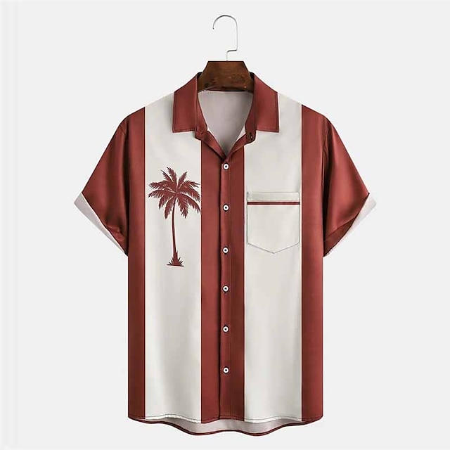 Mens Shirt Summer Hawaiian Shirt Flamingo Coconut Tree Striped Graphic Prints TurnPink Outdoor Street Print Clothing - 100423-103107 Mens Shirt Summer Hawaiian Shirt Flamingo Coconut Tree Striped Graphic Prints TurnPink Outdoor Street Print Clothing - 100423-103107