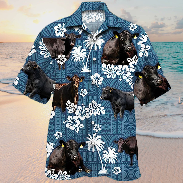 Mens Shirt Summer Hawaiian Shirt Floral Prints Cow Turn Casual Holiday Print Clothing Fashion Hawaiian Soft - 080423-135528 Mens Shirt Summer Hawaiian Shirt Floral Prints Cow Turn Casual Holiday Print Clothing Fashion Hawaiian Soft - 080423-135528