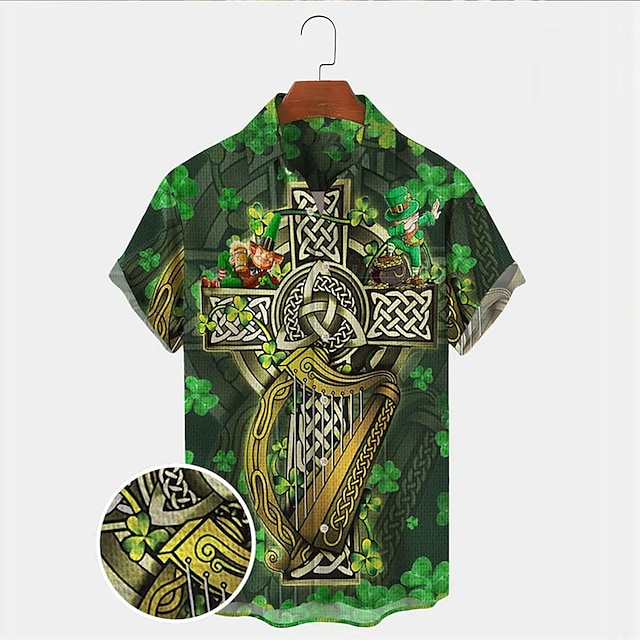 Mens Shirt Summer Hawaiian Shirt Graphic Prints Cross St. Patricks Day Clover TurnStreet s Print Clothing Sports Fashion Streetwear Designer - 100423-103424 Mens Shirt Summer Hawaiian Shirt Graphic Prints Cross St. Patricks Day Clover TurnStreet s Print Clothing Sports Fashion Streetwear Designer - 100423-103424