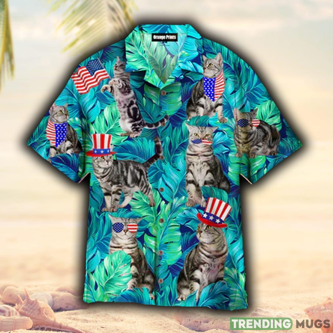 New 4th Of July Independence Day Cat Lover 3D Hawaiian Shirt - New 4th Of July Independence Day Cat Lover 3D Hawaiian Shirt, Aloha Shirt
