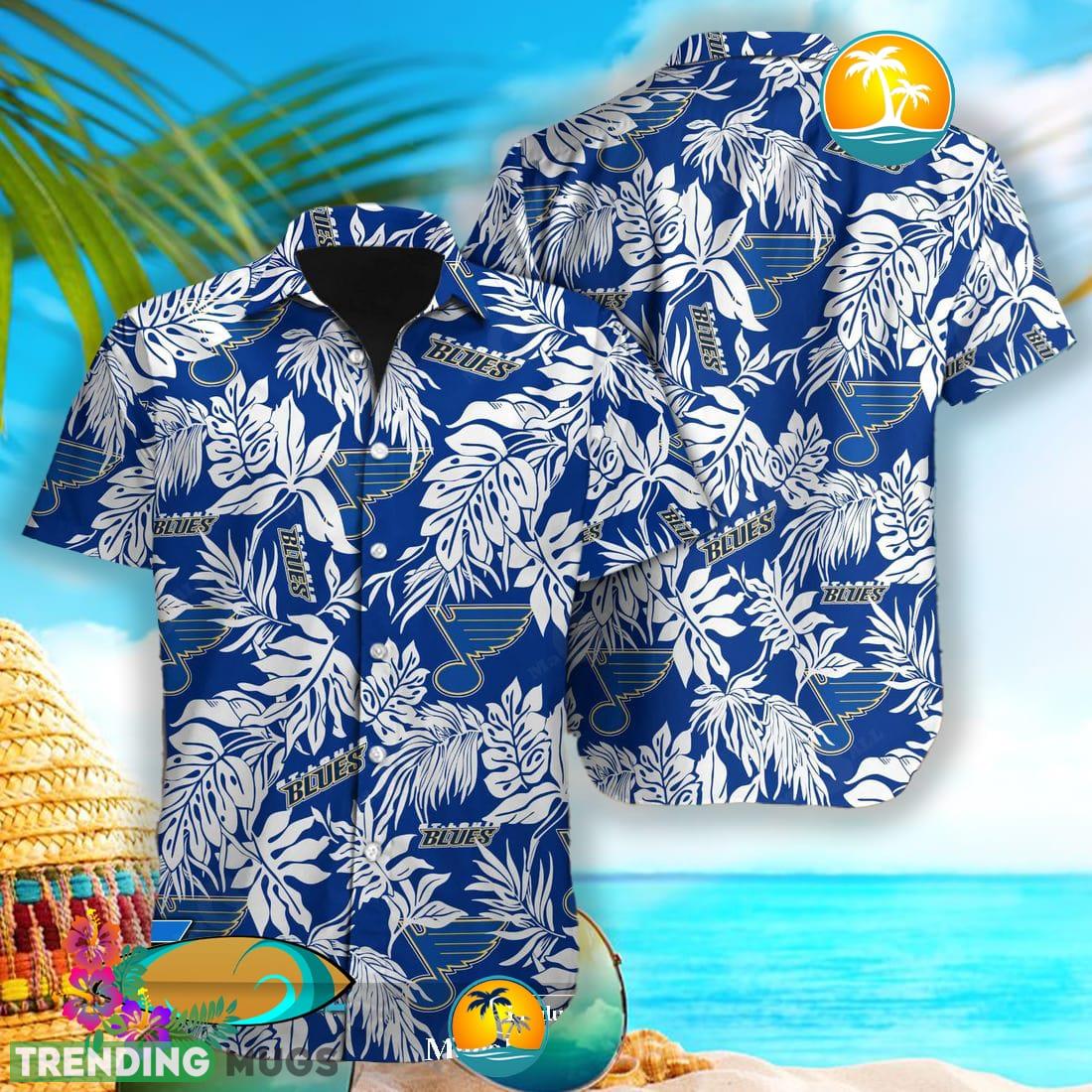St. Louis Blues NHL Tropical Leaves Design For Fans 3D Hawaiian Shirt For Men And Women - St. Louis Blues NHL Tropical Leaves Design For Fans Hawaiian Shirt and Short St. Louis Blues NHL Tropical Leaves Design For Fans 3D Hawaiian Shirt For Men And Women - St. Louis Blues NHL Tropical Leaves Design For Fans Hawaiian Shirt and Short