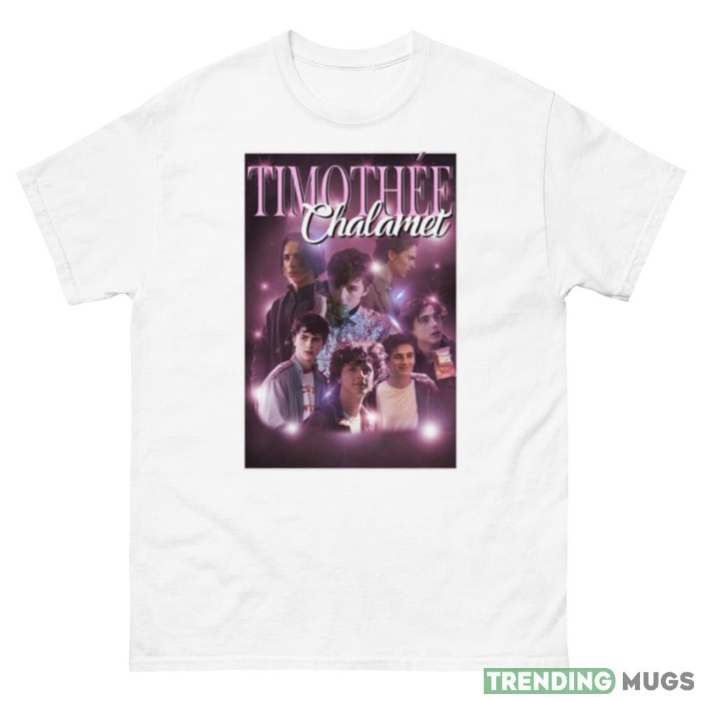 Timothée Chalamet Film Character Collage White Bo shirt Light Shirt Timothée Chalamet Film Character Collage White Bo shirt Light Shirt