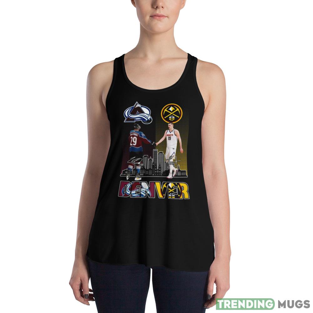 2023 Denver Sport Nathan Raymond MacKinnon And Nikola Jokic Signatures Black Shirt Dark Shirt 2023 Denver Sport Nathan Raymond MacKinnon And Nikola Jokic Signatures Black Shirt Dark Shirt