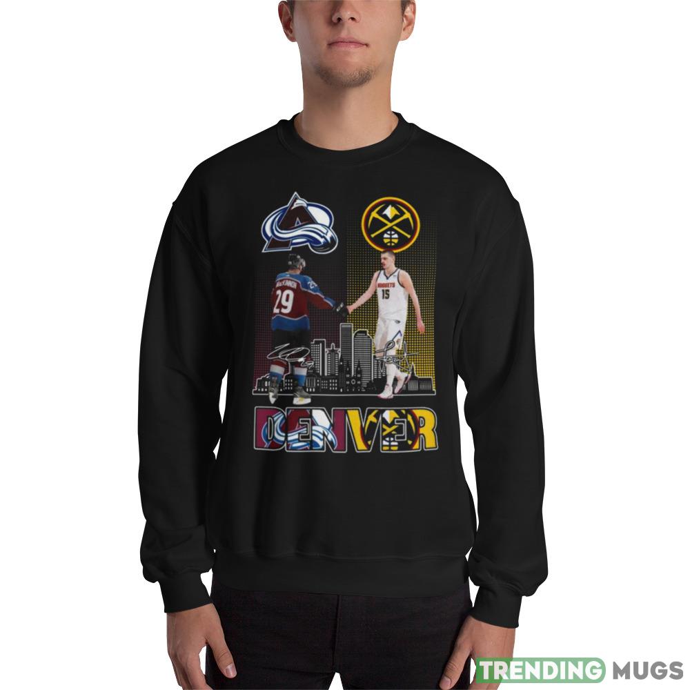 2023 Denver Sport Nathan Raymond MacKinnon And Nikola Jokic Signatures Black Shirt - 18000 Unisex Heavy Blend Crewneck Sweatshirt 2023 Denver Sport Nathan Raymond MacKinnon And Nikola Jokic Signatures Black Shirt - 18000 Unisex Heavy Blend Crewneck Sweatshirt