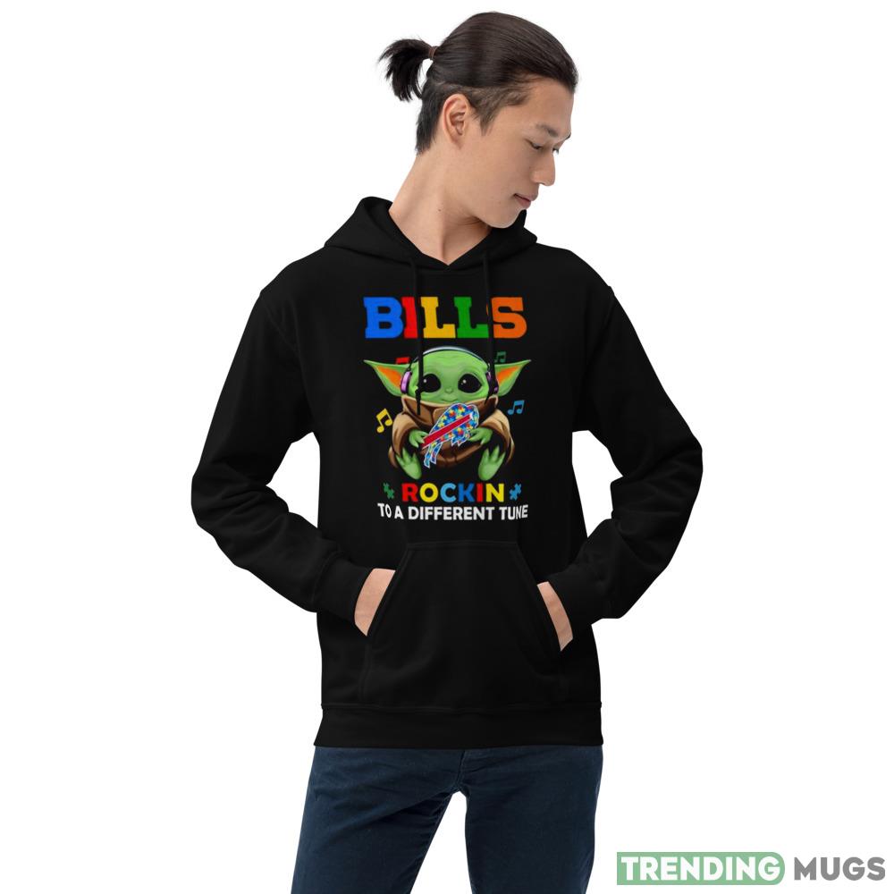 Baby Yoda Hug Buffalo Bills Autism Rockin To A Different Tune shirt Dark Shirt Baby Yoda Hug Buffalo Bills Autism Rockin To A Different Tune shirt Dark Shirt