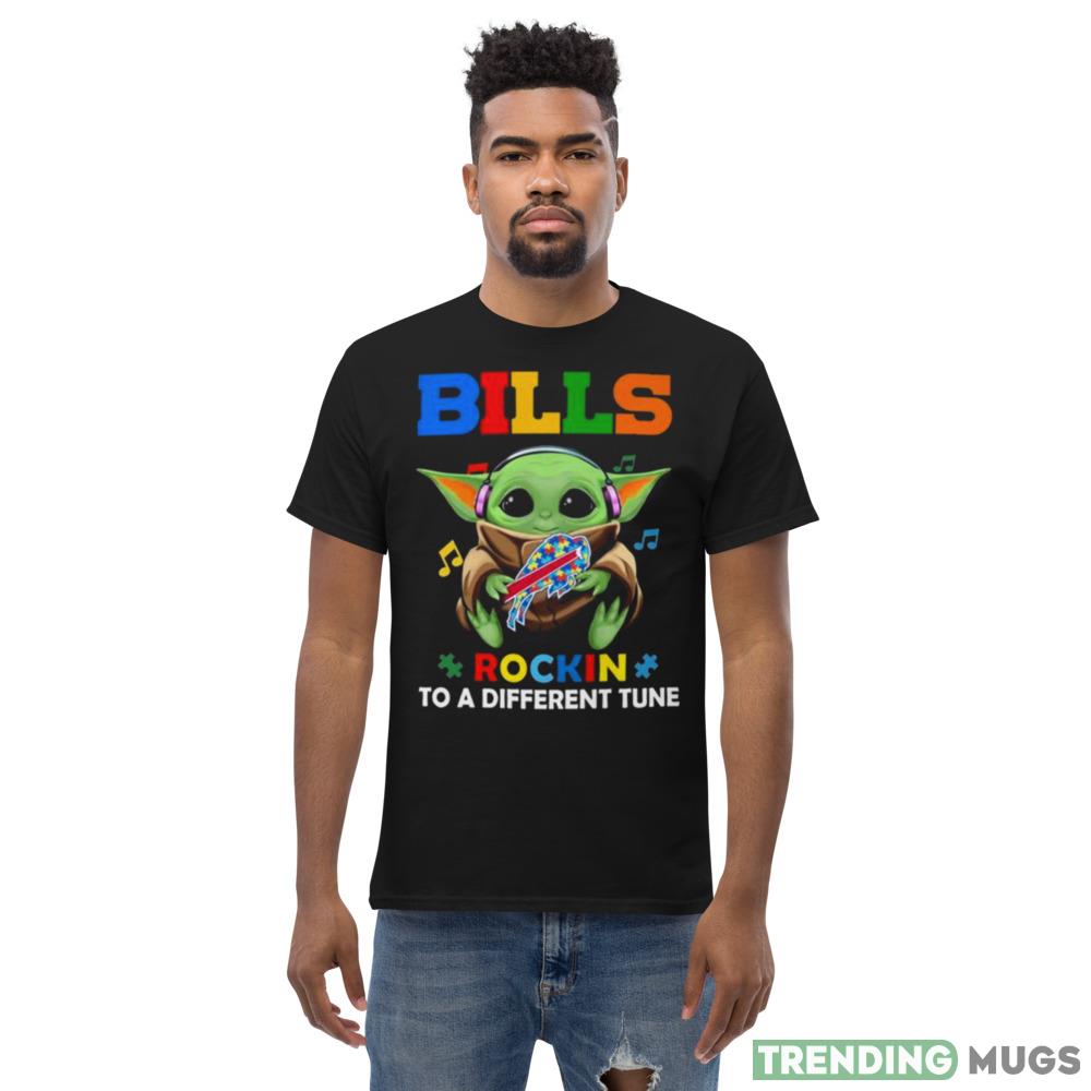 Baby Yoda Hug Buffalo Bills Autism Rockin To A Different Tune shirt Dark Shirt Baby Yoda Hug Buffalo Bills Autism Rockin To A Different Tune shirt Dark Shirt