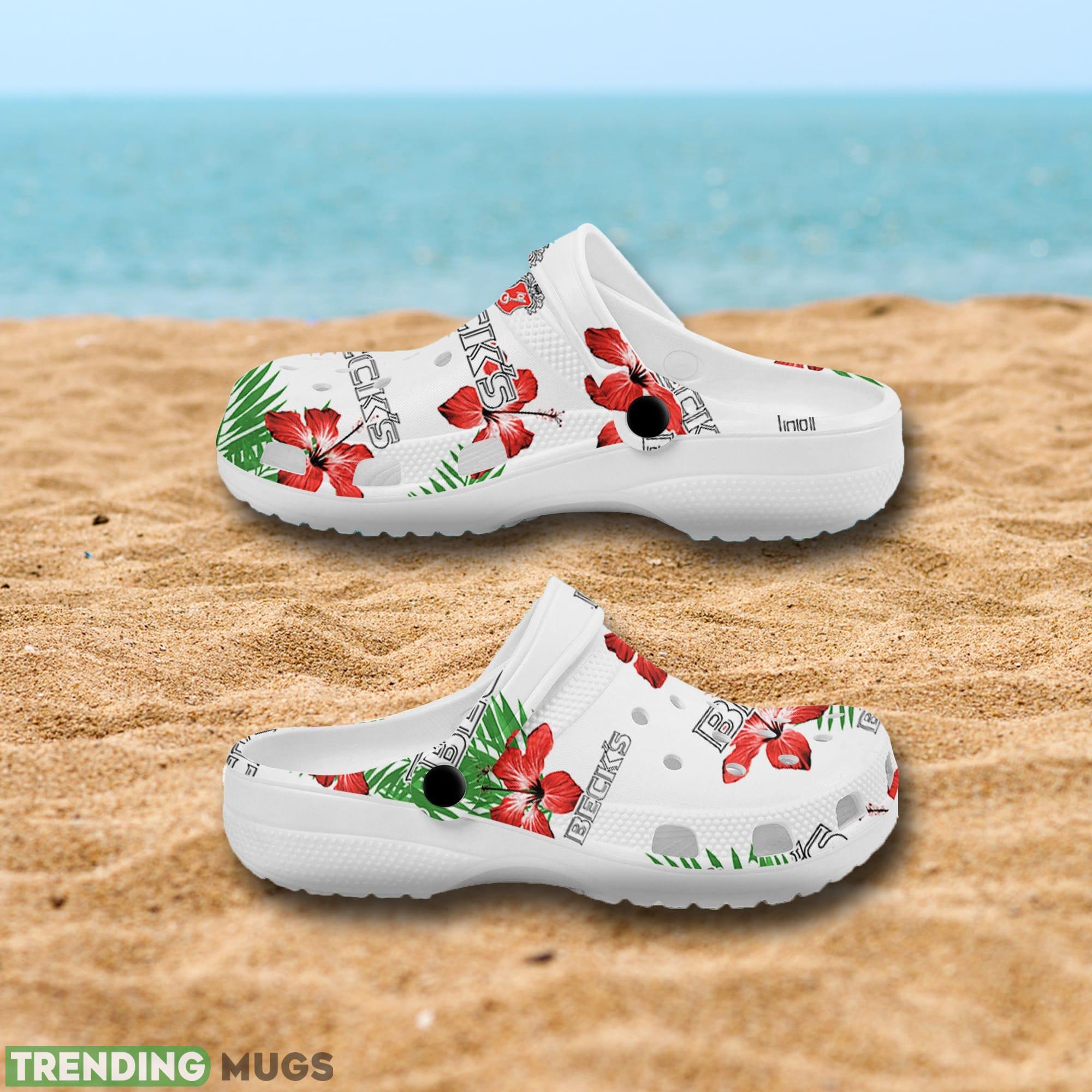 Beck's Beer Hibiscus Flower Clog Shoes Print For Men And Women Clog Shoes Beck's Beer Hibiscus Flower Clog Shoes Print For Men And Women Clog Shoes