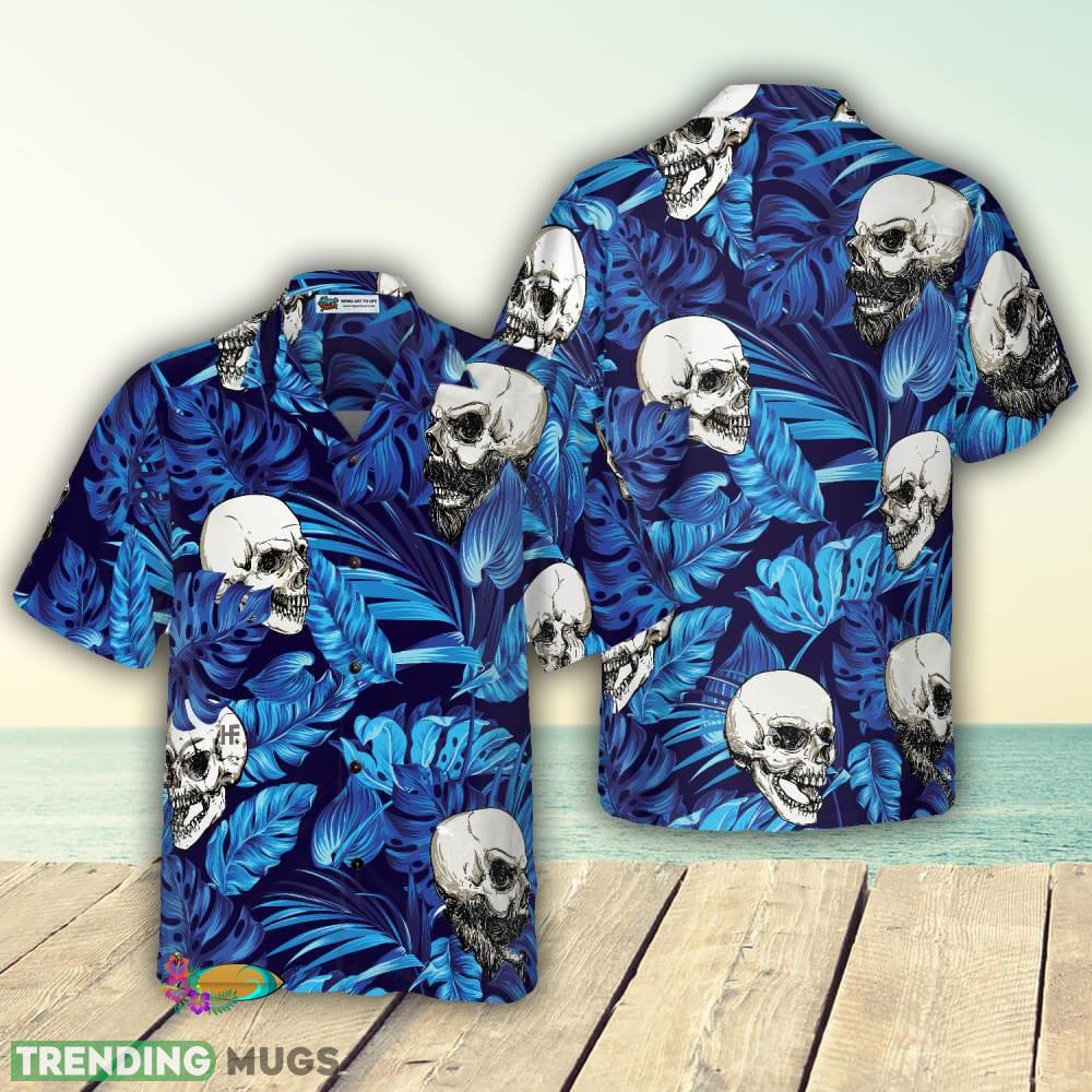 Blue Tropical Floral Summer And Skull 3D Hawaiian Shirt For Men And Women - Blue Tropical Floral Summer And Skull Hawaiian Shirt_1 Blue Tropical Floral Summer And Skull 3D Hawaiian Shirt For Men And Women - Blue Tropical Floral Summer And Skull Hawaiian Shirt_1