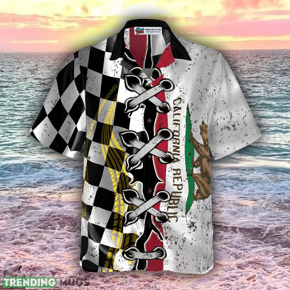 California Racing Flag 3D Hawaiian Shirts Best For Mens And Women Hawaiian Shirt California Racing Flag 3D Hawaiian Shirts Best For Mens And Women Hawaiian Shirt