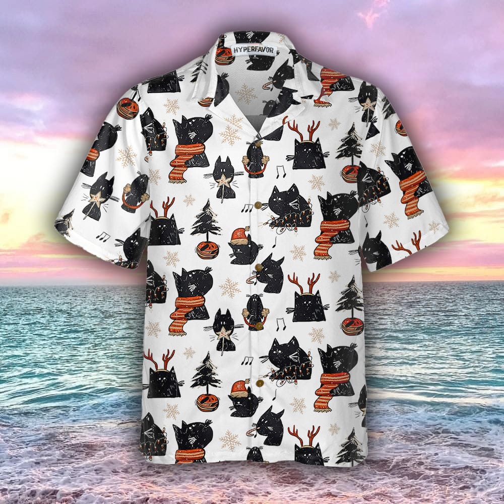 Cartoon Black Cat Merry Christmas Hawaiian Shirt Funny Christmas Cat Shirt Best Xmas Gift Idea Best Cartoon Lover Hawaiian Shirt Cartoon Black Cat Merry Christmas Hawaiian Shirt Funny Christmas Cat Shirt Best Xmas Gift Idea Best Cartoon Lover Hawaiian Shirt