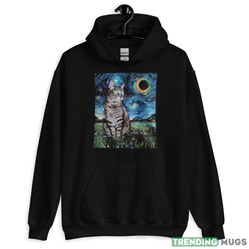 Cat Starry Night Moon and Stars Christmas Sweatshirt Dark Shirt Cat Starry Night Moon and Stars Christmas Sweatshirt Dark Shirt