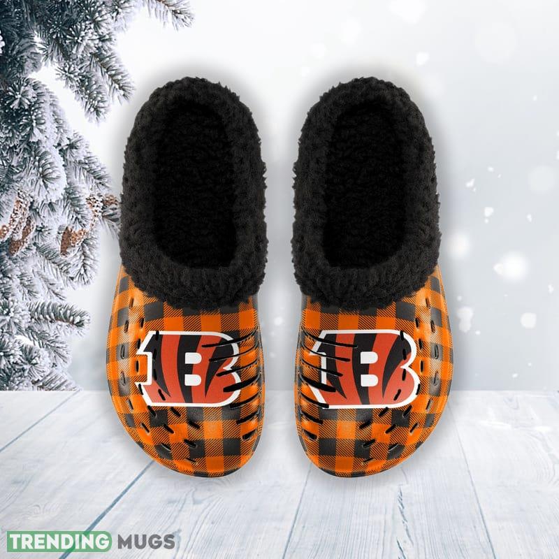 Cincinnati Bengals NFL Men And Women Sherpa Lined Buffalo Check Clog For Fans Clog Shoes Cincinnati Bengals NFL Men And Women Sherpa Lined Buffalo Check Clog For Fans Clog Shoes