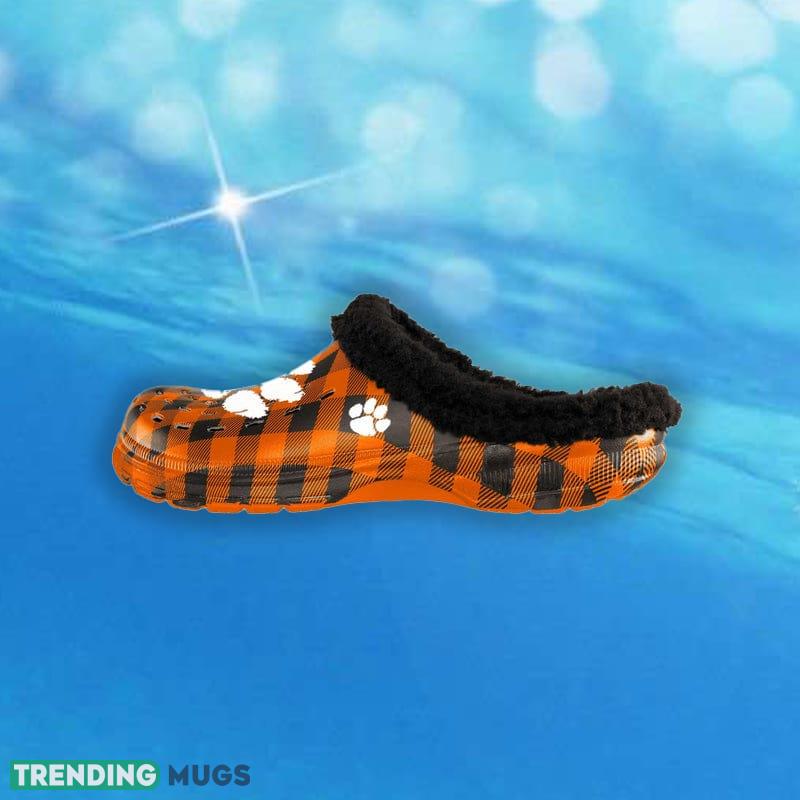 Clemson Tigers NCAA Men And Women Sherpa Lined Buffalo Check Clog For Fans Clog Shoes Clemson Tigers NCAA Men And Women Sherpa Lined Buffalo Check Clog For Fans Clog Shoes