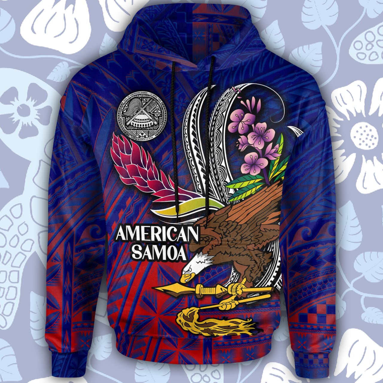 Custom Seal With National Flowers Polynesian Patterns Customized Polynesian Design Christmas American Samoa Hoodies - 210523-095904 Custom Seal With National Flowers Polynesian Patterns Customized Polynesian Design Christmas American Samoa Hoodies - 210523-095904