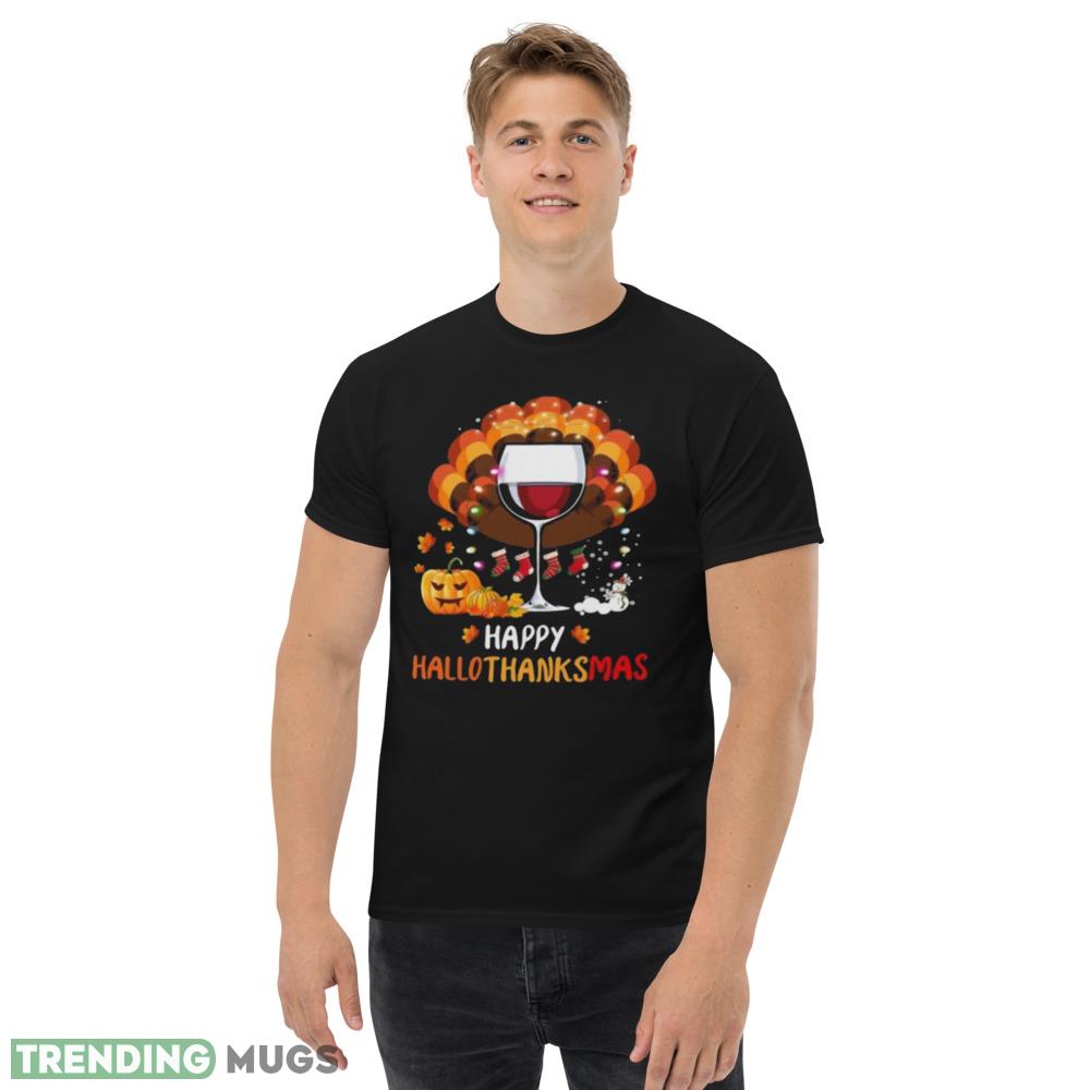 Great Wine Glass Happy Hallothanksmas Shirt Dark Shirt Great Wine Glass Happy Hallothanksmas Shirt Dark Shirt