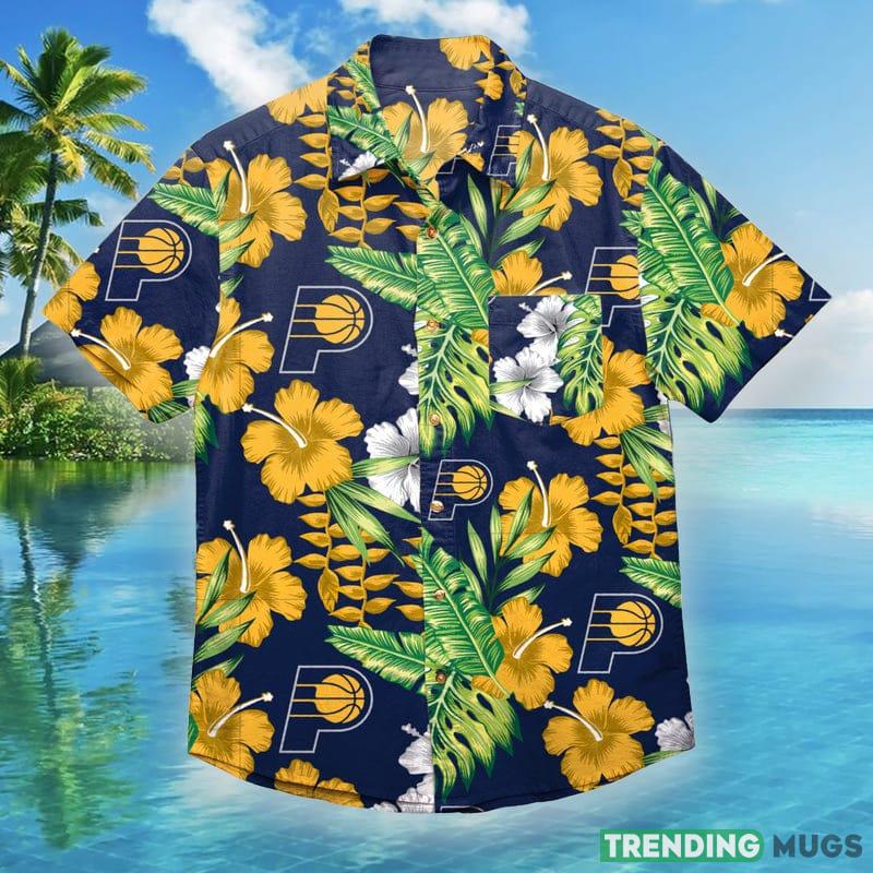 Indiana Pacers NBA Mens Floral Hawaiian Shirt - Indiana Pacers NBA Mens Floral Button Up Shirt_1 Indiana Pacers NBA Mens Floral Hawaiian Shirt - Indiana Pacers NBA Mens Floral Button Up Shirt_1