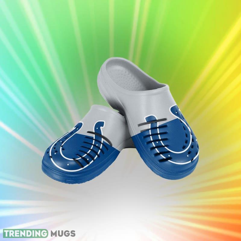 Indianapolis Colts NFL Men And Women Colorblock Big Logo Clog Shoes For Fans - Indianapolis Colts NFL Youth Colorblock Big Logo Clog_1 Indianapolis Colts NFL Men And Women Colorblock Big Logo Clog Shoes For Fans - Indianapolis Colts NFL Youth Colorblock Big Logo Clog_1
