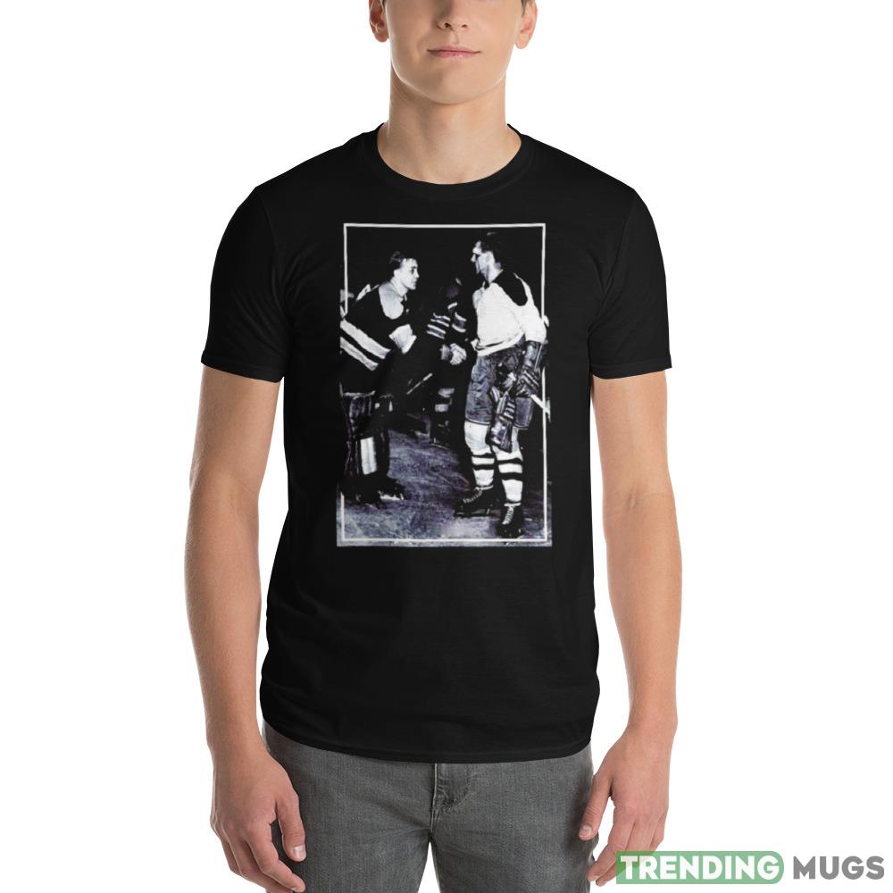 Jim Henry of the Bruins congratulates Maurice Richard shirt Dark Shirt Jim Henry of the Bruins congratulates Maurice Richard shirt Dark Shirt