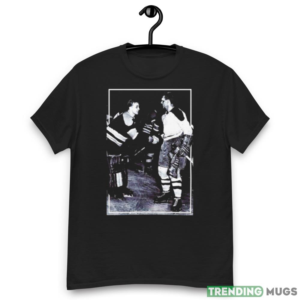 Jim Henry of the Bruins congratulates Maurice Richard shirt Dark Shirt Jim Henry of the Bruins congratulates Maurice Richard shirt Dark Shirt