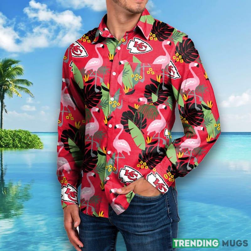 Kansas City Chiefs NFL Mens Long Sleeve Floral Hawaiian Shirt - Kansas City Chiefs NFL Mens Long Sleeve Floral Button Up Shirt_1 Kansas City Chiefs NFL Mens Long Sleeve Floral Hawaiian Shirt - Kansas City Chiefs NFL Mens Long Sleeve Floral Button Up Shirt_1