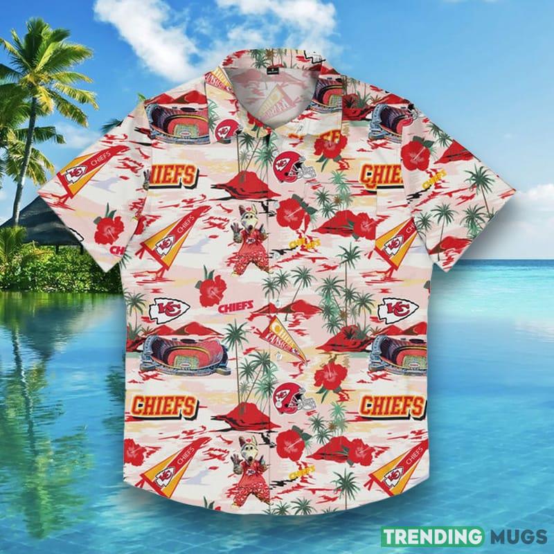 Kansas City Chiefs NFL Mens Thematic Stadium Print Hawaiian Shirt - Kansas City Chiefs NFL Mens Thematic Stadium Print Button Up Shirt_1 Kansas City Chiefs NFL Mens Thematic Stadium Print Hawaiian Shirt - Kansas City Chiefs NFL Mens Thematic Stadium Print Button Up Shirt_1