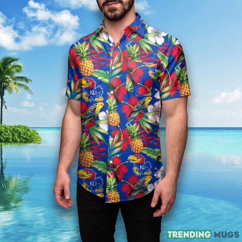 Kansas Jayhawks NCAA Mens Floral Hawaiian Shirt Hawaiian Shirt Kansas Jayhawks NCAA Mens Floral Hawaiian Shirt Hawaiian Shirt