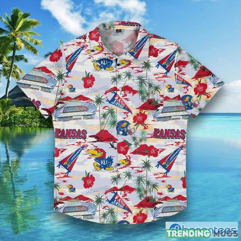 Kansas Jayhawks NCAA Mens Thematic Stadium Print Hawaiian Shirt - Kansas Jayhawks NCAA Mens Thematic Stadium Print Button Up Shirt_1 Kansas Jayhawks NCAA Mens Thematic Stadium Print Hawaiian Shirt - Kansas Jayhawks NCAA Mens Thematic Stadium Print Button Up Shirt_1