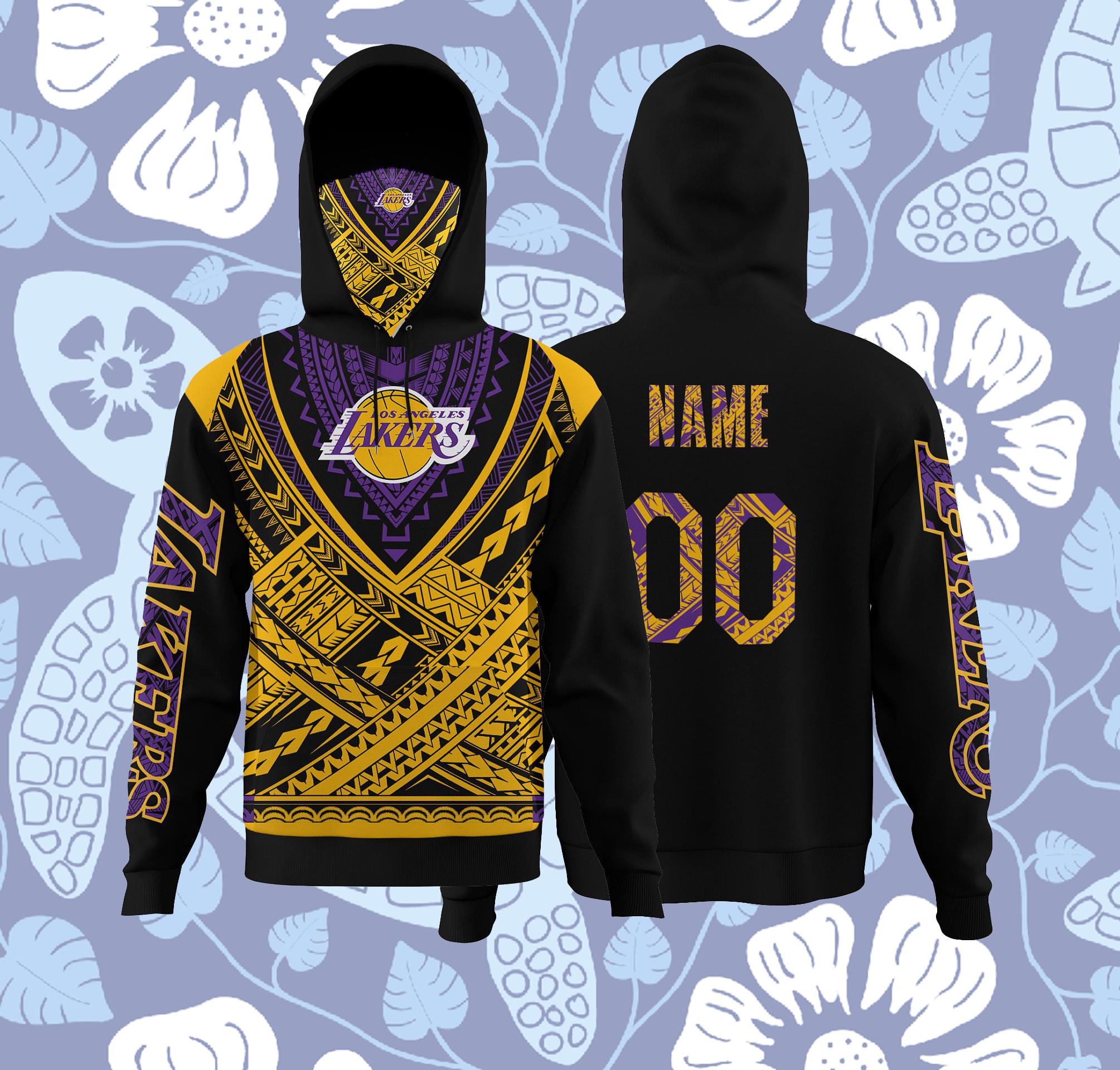 LOS ANGELES LAKERS - Lakers Men Hoodie - Polynesian Design Hoodies - Custom Name Print Hoodie - Lakers Sweat Shirt - Face Mask Hoodie - 210523-100949 LOS ANGELES LAKERS - Lakers Men Hoodie - Polynesian Design Hoodies - Custom Name Print Hoodie - Lakers Sweat Shirt - Face Mask Hoodie - 210523-100949
