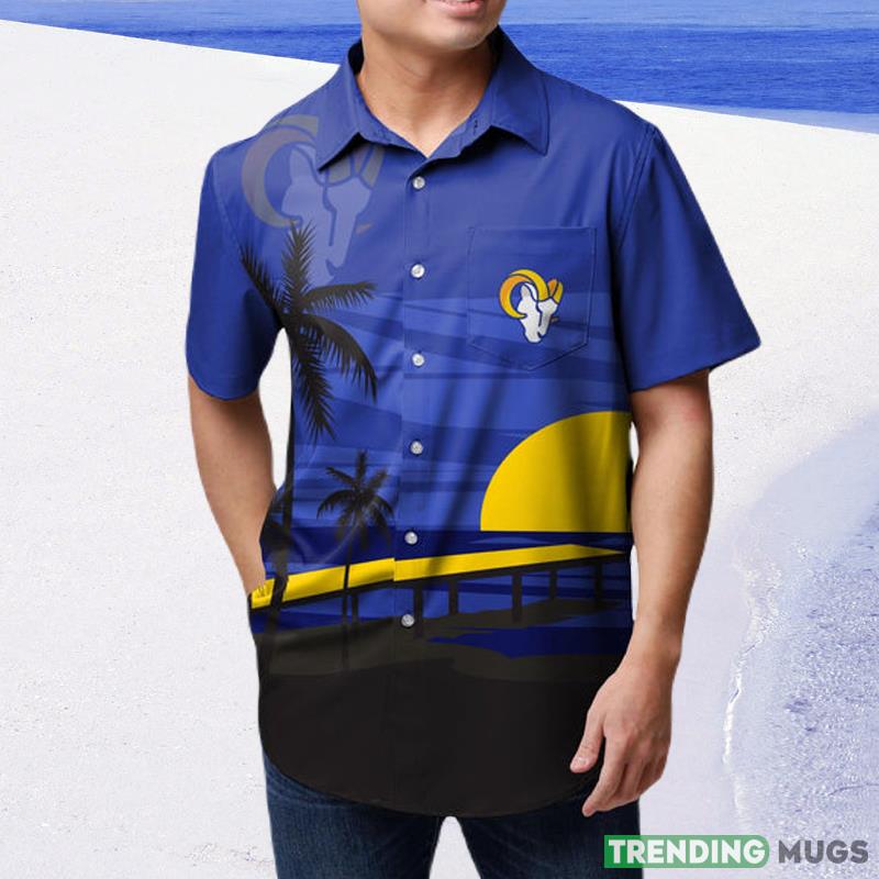 Los Angeles Rams NFL Mens Tropical Sunset Hawaiian Shirt Hawaiian Shirt Los Angeles Rams NFL Mens Tropical Sunset Hawaiian Shirt Hawaiian Shirt