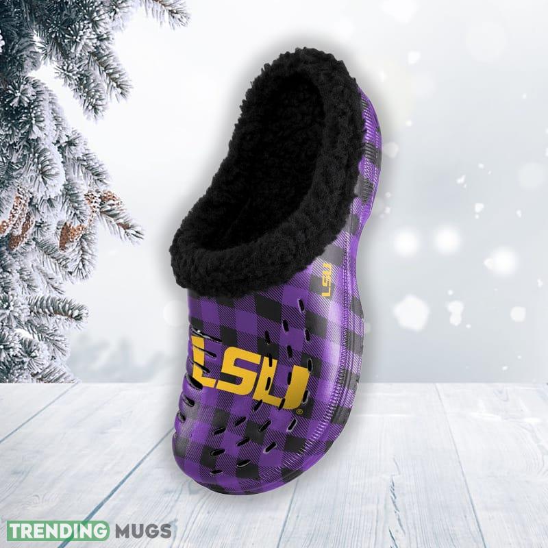 LSU Tigers NCAA Men And Women Sherpa Lined Buffalo Check Clog For Fans Clog Shoes LSU Tigers NCAA Men And Women Sherpa Lined Buffalo Check Clog For Fans Clog Shoes