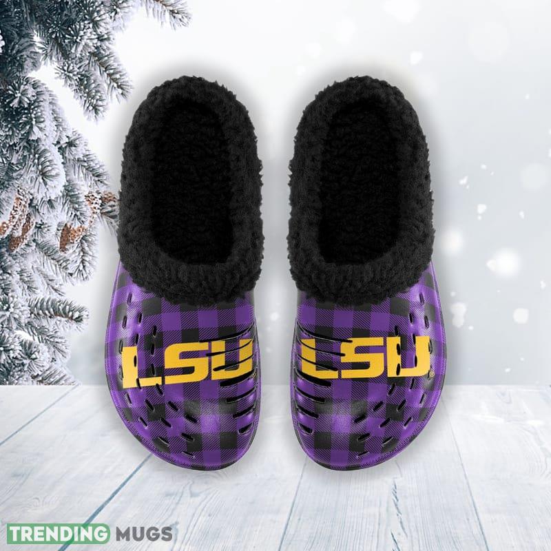 LSU Tigers NCAA Men And Women Sherpa Lined Buffalo Check Clog For Fans Clog Shoes LSU Tigers NCAA Men And Women Sherpa Lined Buffalo Check Clog For Fans Clog Shoes