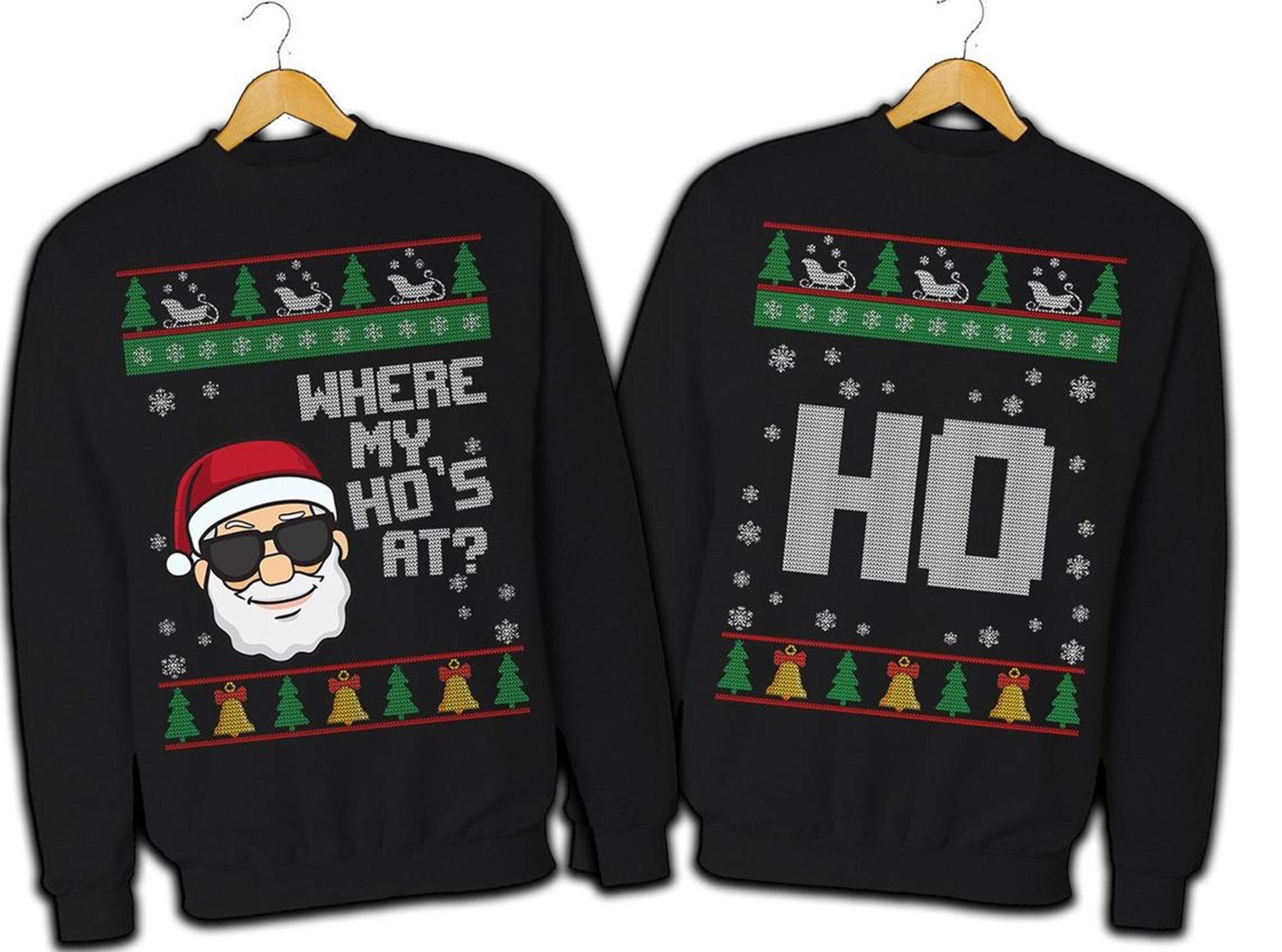 Matching Ugly Christmas sweatshirts, Hohoho Couples Matching Sweatshirts, Where My Ho's At Ugly sweatshirt Dark Shirt Matching Ugly Christmas sweatshirts, Hohoho Couples Matching Sweatshirts, Where My Ho's At Ugly sweatshirt - 180523-092405