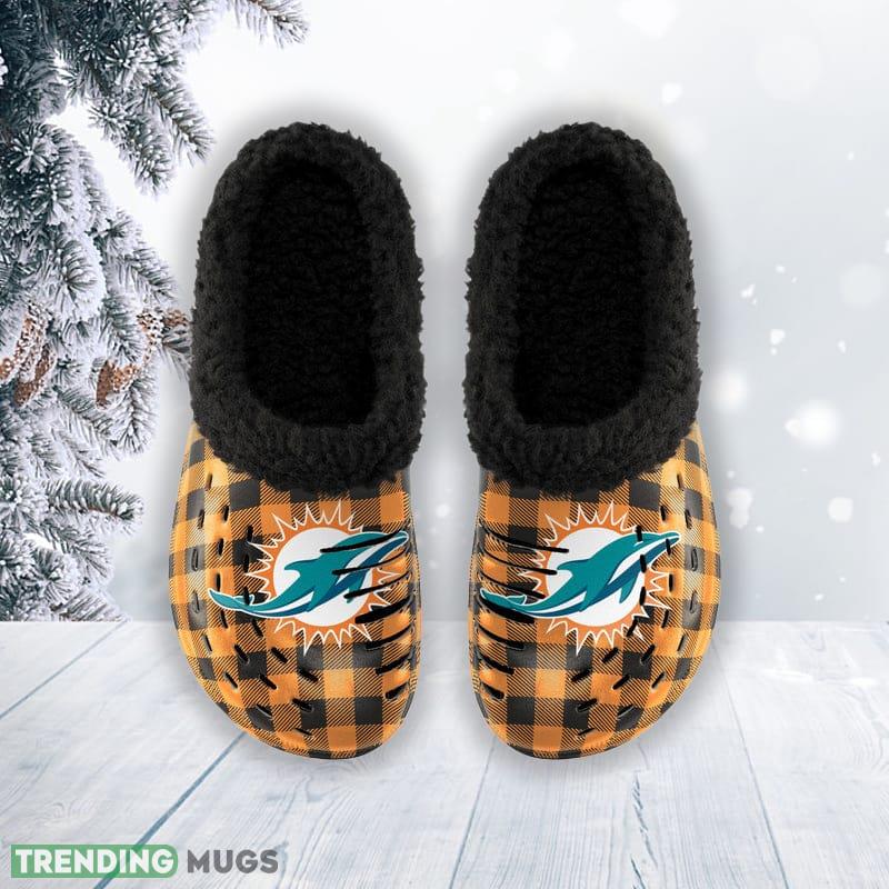 Miami Dolphins NFL Men And Women Sherpa Lined Buffalo Check Clog For Fans Clog Shoes Miami Dolphins NFL Men And Women Sherpa Lined Buffalo Check Clog For Fans Clog Shoes
