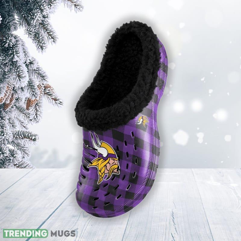 Minnesota Vikings NFL Men And Women Sherpa Lined Buffalo Check Clog For Fans Clog Shoes Minnesota Vikings NFL Men And Women Sherpa Lined Buffalo Check Clog For Fans Clog Shoes