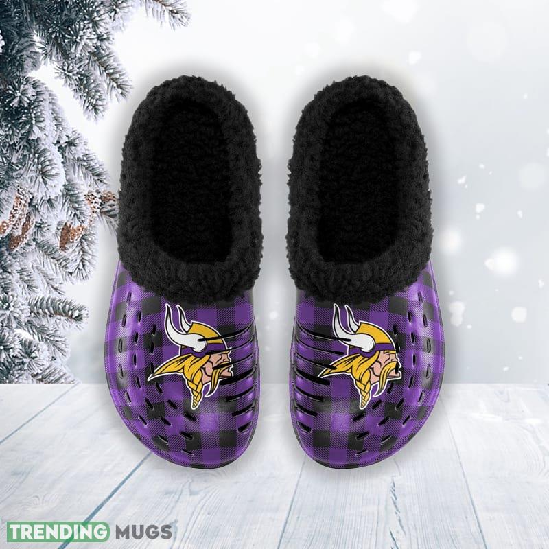 Minnesota Vikings NFL Men And Women Sherpa Lined Buffalo Check Clog For Fans Clog Shoes Minnesota Vikings NFL Men And Women Sherpa Lined Buffalo Check Clog For Fans Clog Shoes
