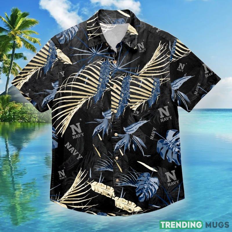 Navy Midshipmen NCAA Mens Neon Palm Hawaiian Shirt - Navy Midshipmen NCAA Mens Neon Palm Button Up Shirt_1 Navy Midshipmen NCAA Mens Neon Palm Hawaiian Shirt - Navy Midshipmen NCAA Mens Neon Palm Button Up Shirt_1