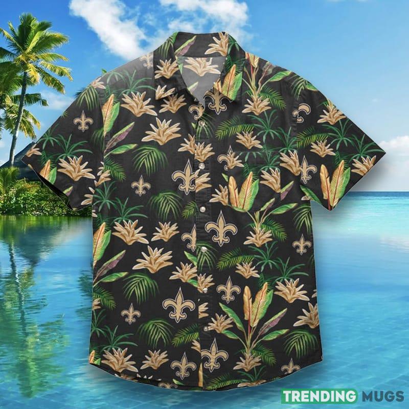 New Orleans Saints NFL Mens Victory Vacay Hawaiian Shirt - New Orleans Saints NFL Mens Victory Vacay Button Up Shirt_1 New Orleans Saints NFL Mens Victory Vacay Hawaiian Shirt - New Orleans Saints NFL Mens Victory Vacay Button Up Shirt_1