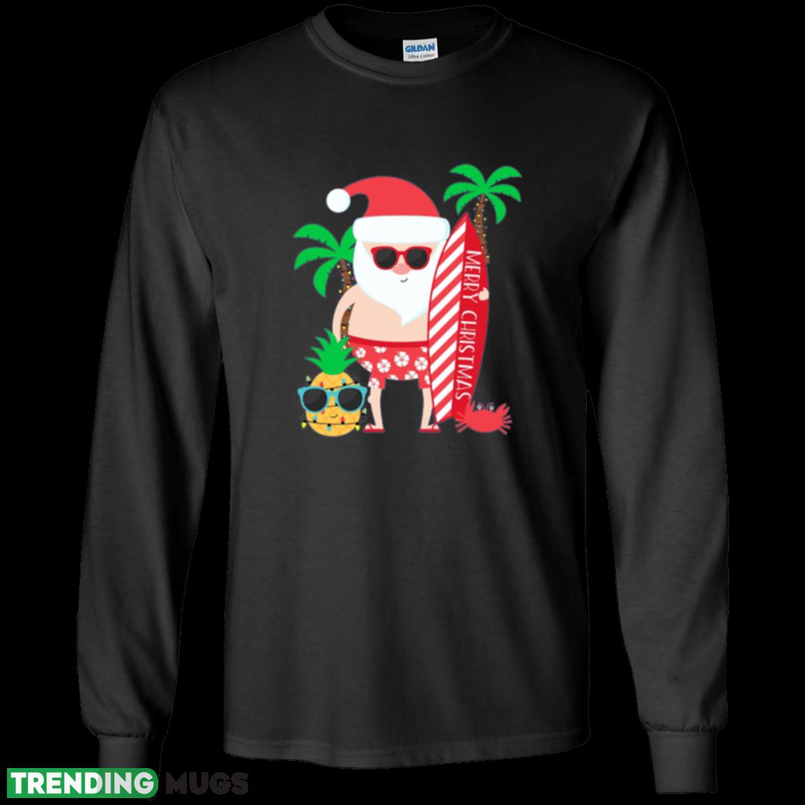 Shop Santa Surfing Hawaiian Surfer Christmas Long Sleeve Shirt Dark Shirt Shop Santa Surfing Hawaiian Surfer Christmas Long Sleeve Shirt Dark Shirt