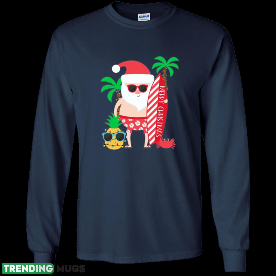 Shop Santa Surfing Hawaiian Surfer Christmas Long Sleeve Shirt Dark Shirt Shop Santa Surfing Hawaiian Surfer Christmas Long Sleeve Shirt Dark Shirt