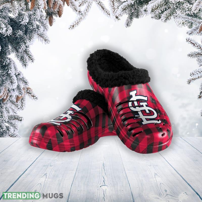 St Louis Cardinals MLB Men And Women Sherpa Lined Buffalo Check Clog For Fans - St Louis Cardinals MLB Mens Sherpa Lined Buffalo Check Clog_1 St Louis Cardinals MLB Men And Women Sherpa Lined Buffalo Check Clog For Fans - St Louis Cardinals MLB Mens Sherpa Lined Buffalo Check Clog_1