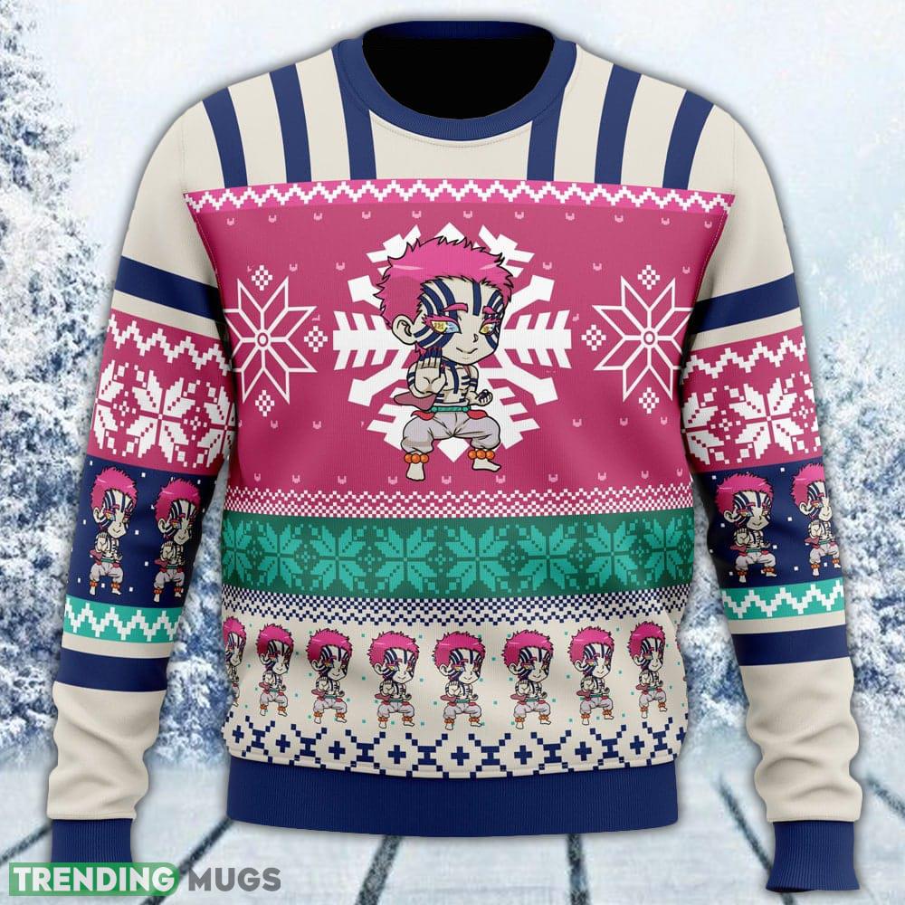 Chibi Akaza Demon Slayer Ugly Sweater Men And Women Gift For Christmas - Chibi Christmas Akaza Demon Slayer Ugly Christmas Sweater_1 Chibi Akaza Demon Slayer Ugly Sweater Men And Women Gift For Christmas - Chibi Christmas Akaza Demon Slayer Ugly Christmas Sweater_1