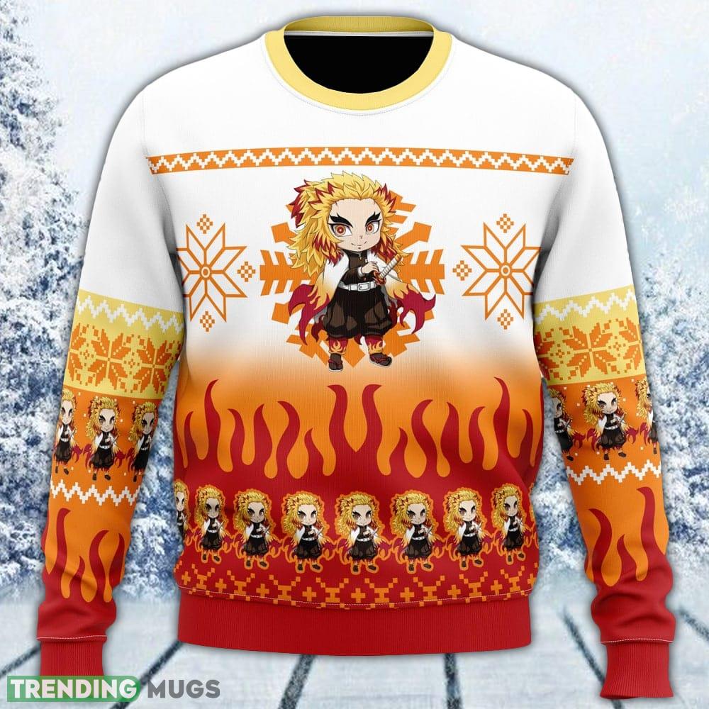 Chibi Kyojuro Rengoku Demon Slayer Ugly Sweater Men And Women Gift For Christmas - Chibi Christmas Kyojuro Rengoku Demon Slayer Ugly Christmas Sweater_1 Chibi Kyojuro Rengoku Demon Slayer Ugly Sweater Men And Women Gift For Christmas - Chibi Christmas Kyojuro Rengoku Demon Slayer Ugly Christmas Sweater_1