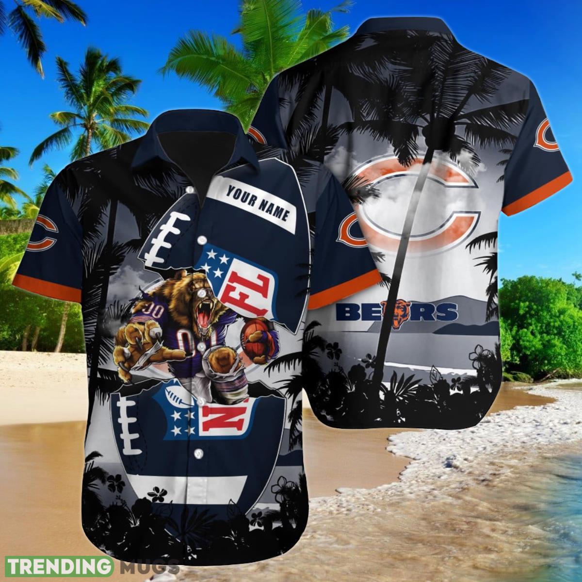 Chicago Bears NFL Football Custom Name Hawaiian Shirt Ideal Gift For Fans Product Photo 1