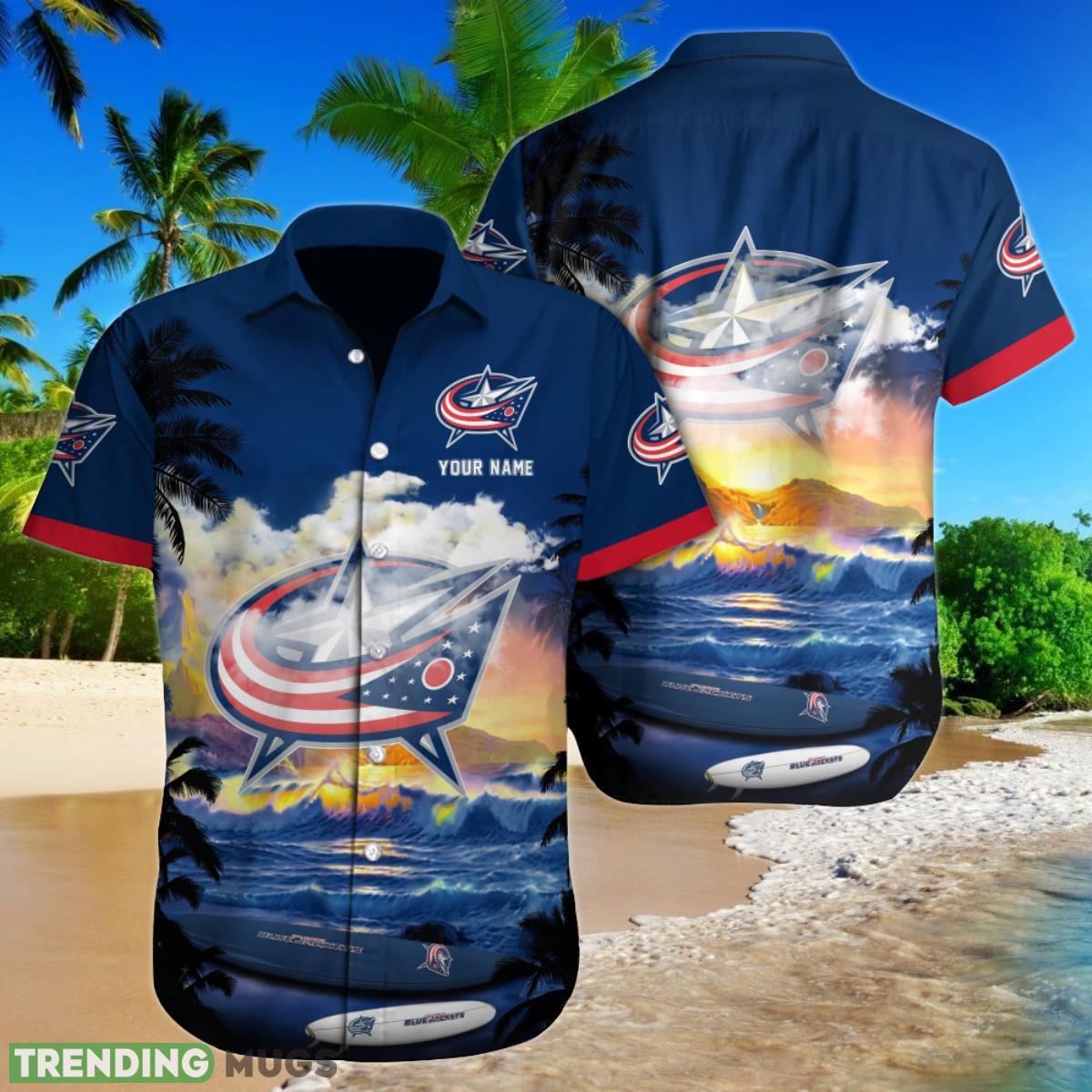 Columbus Blue Jackets NHL Custom Name Hawaiian Shirt For Men Women Gift For Fans Product Photo 1 Columbus Blue Jackets NHL Custom Name Hawaiian Shirt For Men Women Gift For Fans Product Photo 1