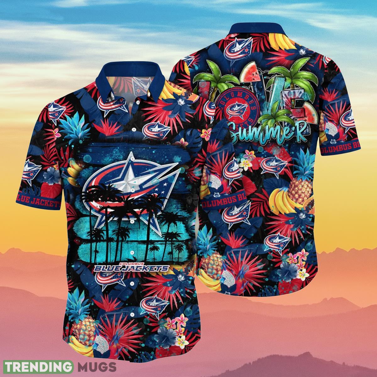 Columbus Blue Jackets NHL Flower Hawaiian Shirt Summer Football Gift For True Fans Product Photo 1 Columbus Blue Jackets NHL Flower Hawaiian Shirt Summer Football Gift For True Fans Product Photo 1