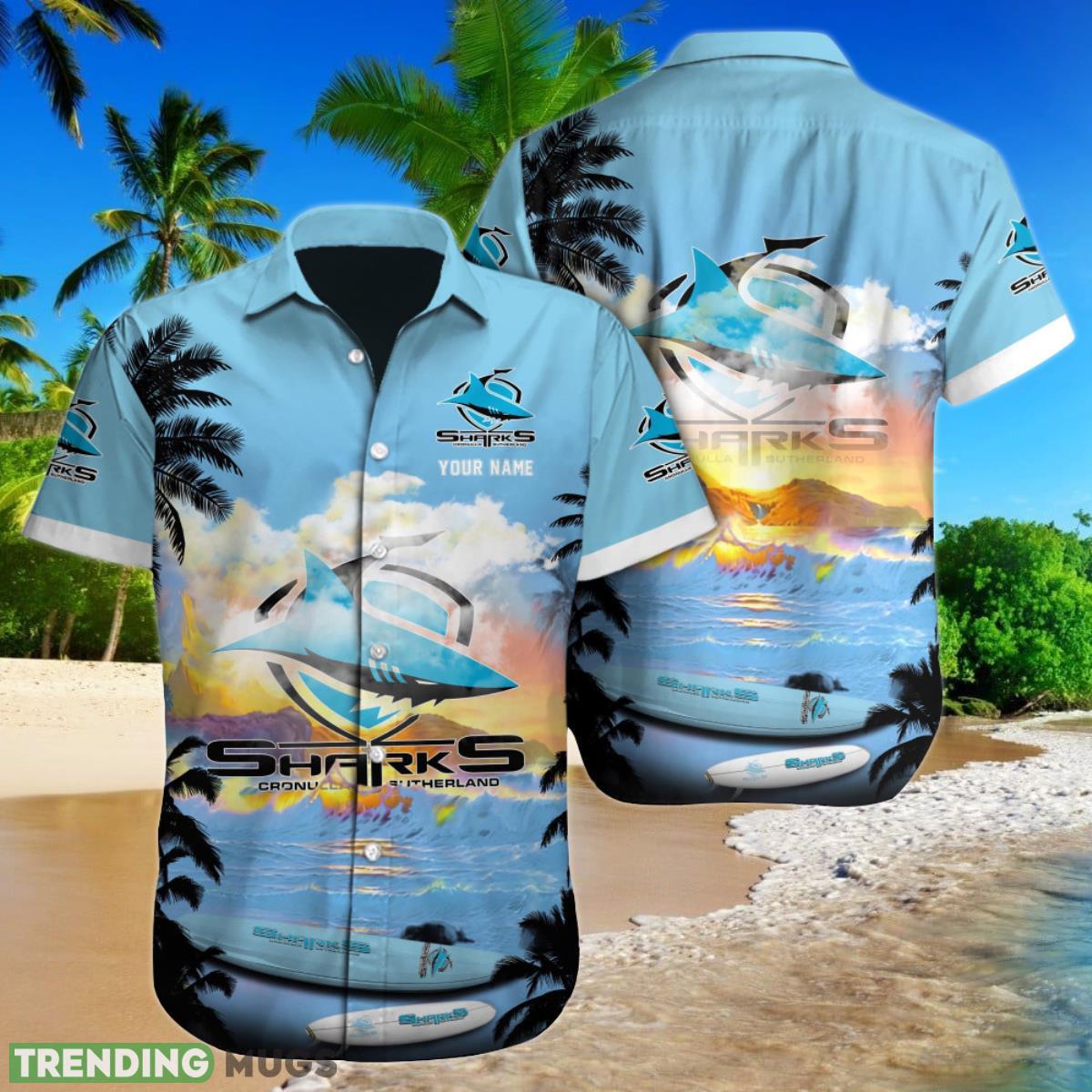 Cronulla Sutherland Sharks NRL Custom Name Hawaiian Shirt For Men Women Gift For Fans Product Photo 1