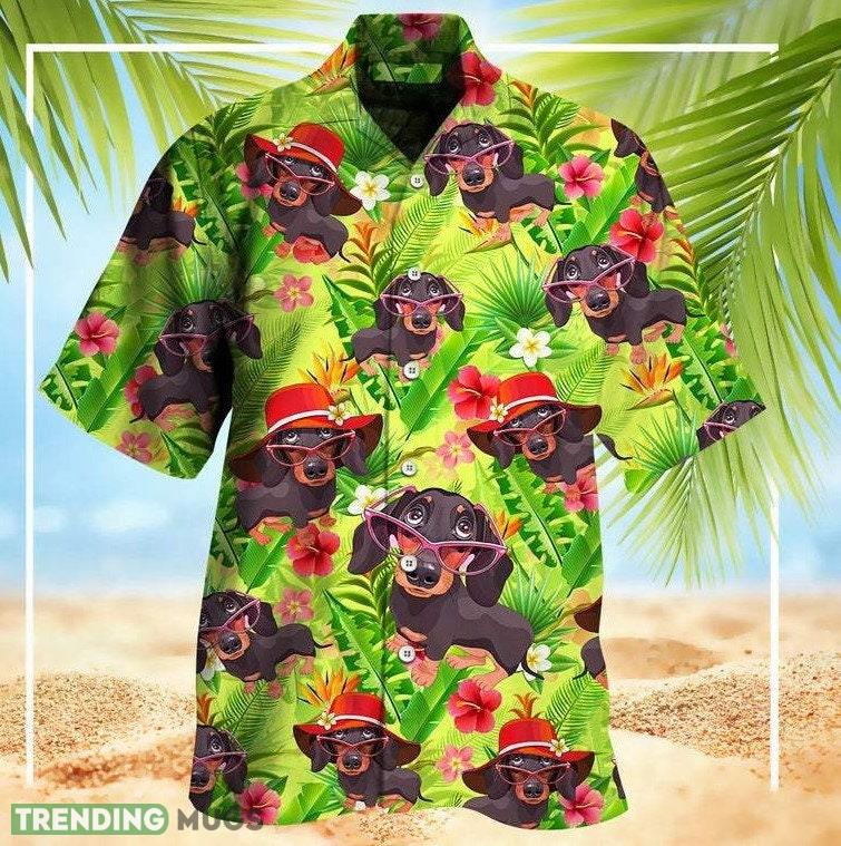 Dachshund Tropical Leaves Hawaiian Shirt Aloha Shirts MenWomen Dogs - Dachshund Tropical Leaves Hawaiian Shirt, Aloha Shirts MenWomen, Dogs Short Sleeve Hawaiian Shirt S-5XL, Summer Hawaii Shirt_1
