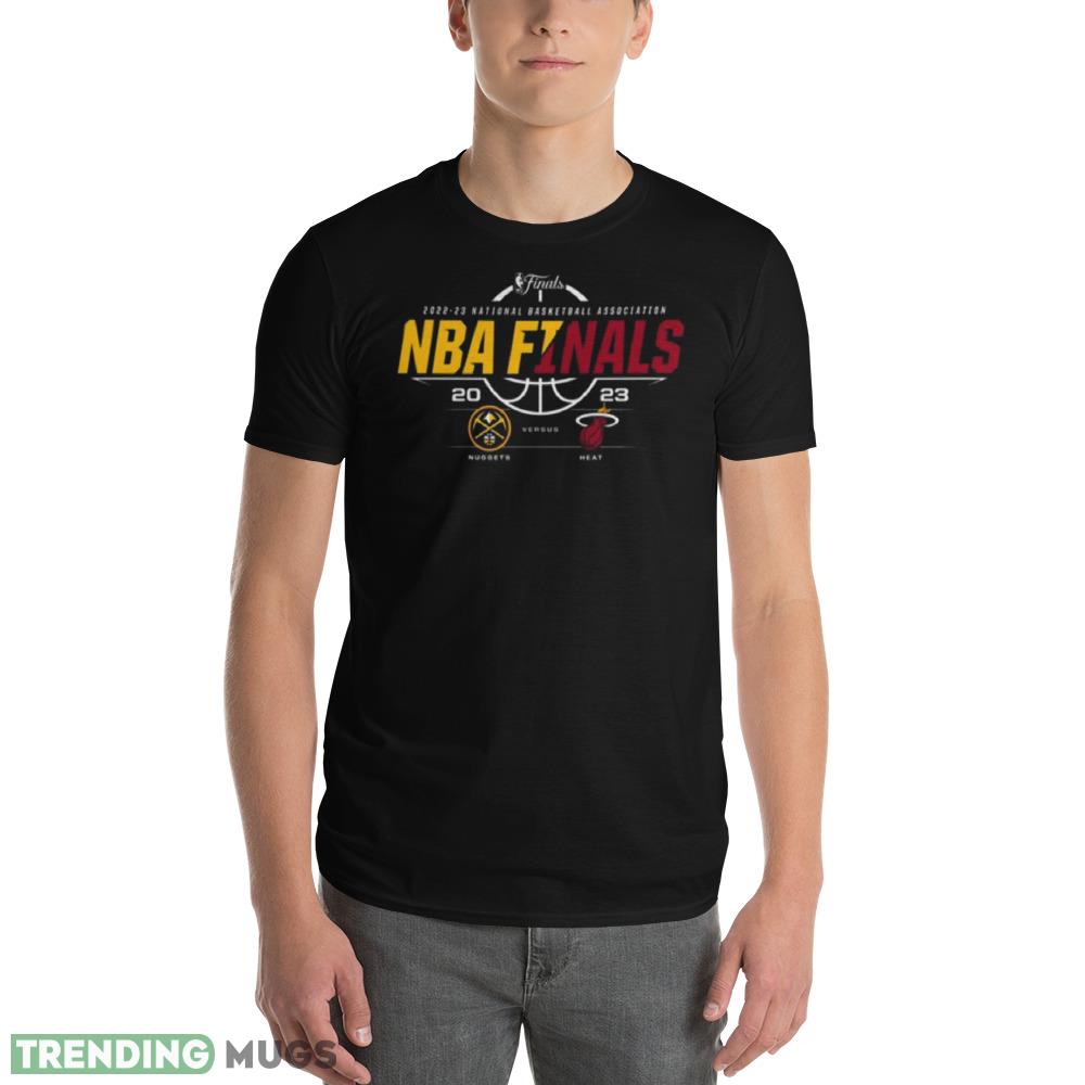 Denver Nuggets vs. Miami Heat 2023 NBA Finals Matchup T Shirt Dark Shirt Denver Nuggets vs. Miami Heat 2023 NBA Finals Matchup T Shirt Dark Shirt